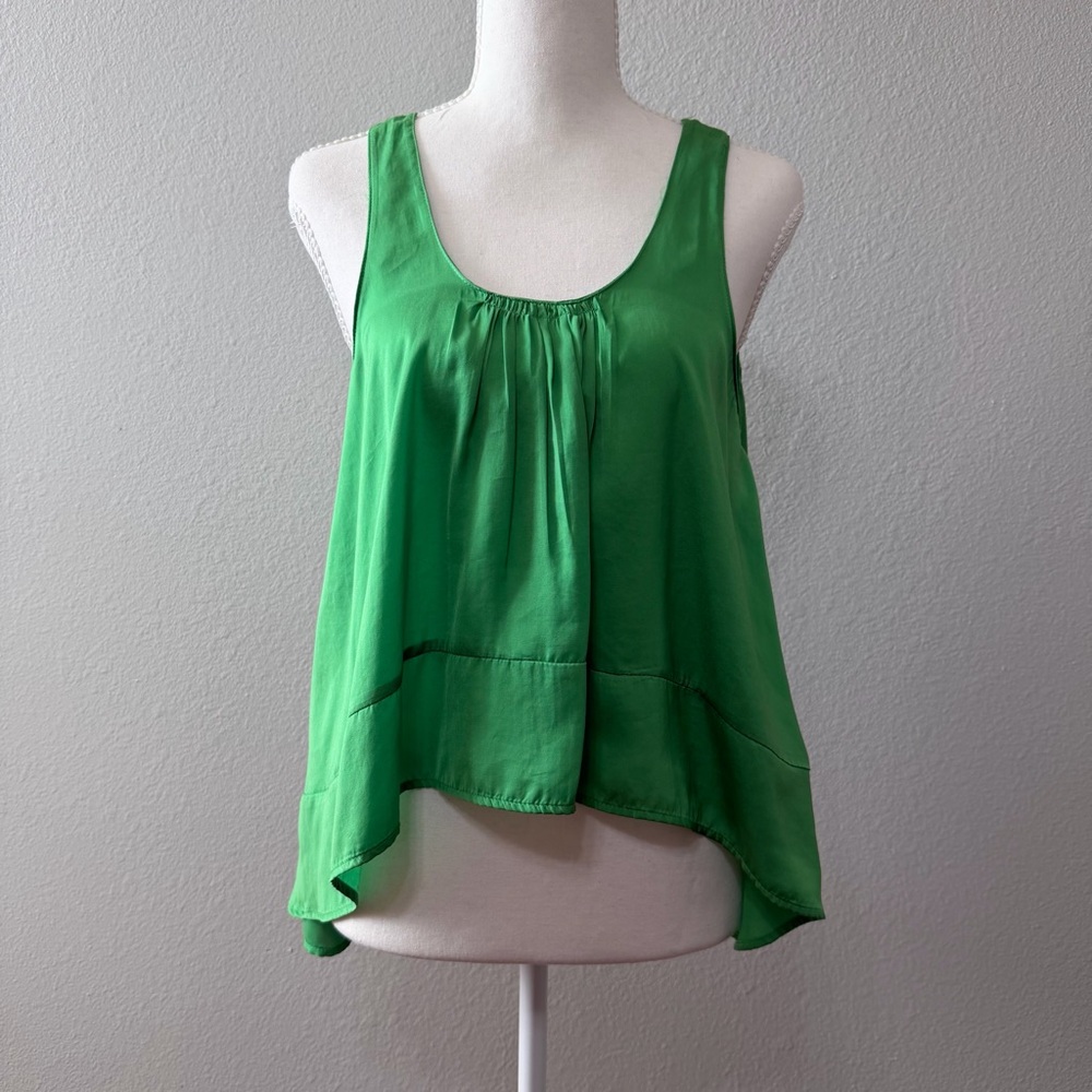 Zara W&B Collection Green Hi-Lo Swing Flowy  Sleeveless Top Tank Blouse E